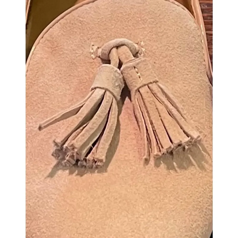 J.Crew Factory Cora Suede Tassel Loafers, Beige/Pink, Classic, Minimalist. Sz 7